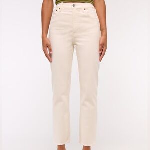 Abercrombie Ankle Straight Ultra High Rise Jeans in Cream